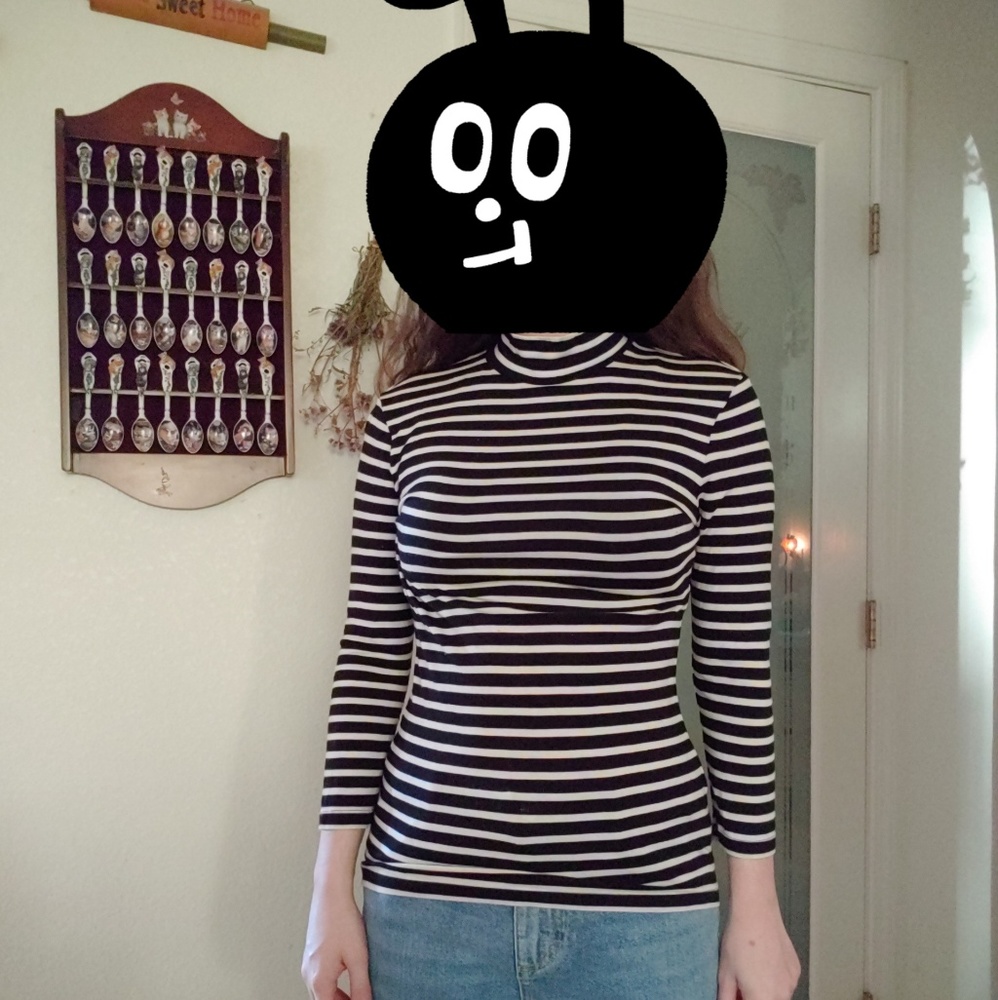 H&M Striped Mock Neck Top